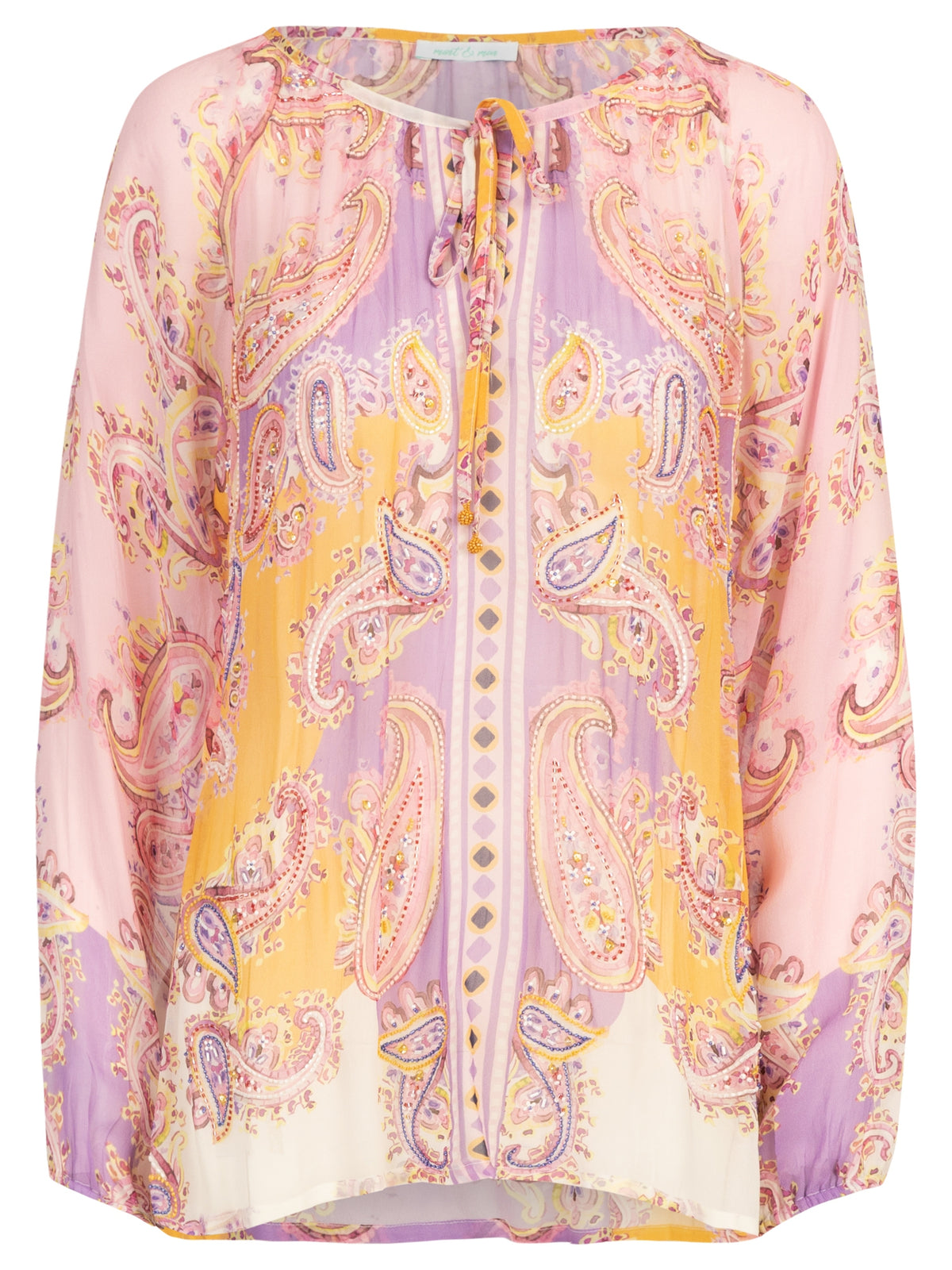 Mint & Mia Sommer Bluse aus hochwertigem Viskose Material mit Modisch Stil | helllila-multicolor
