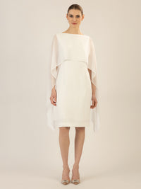 APART Kleid mit Chiffonstola aus einer leicht strukturierten Ware und angearbeitetem Cape | creme