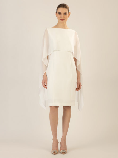 APART Kleid mit Chiffonstola aus einer leicht strukturierten Ware und angearbeitetem Cape | creme image 1