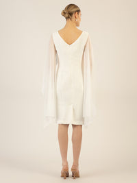 APART Kleid mit Chiffonstola aus einer leicht strukturierten Ware und angearbeitetem Cape | creme