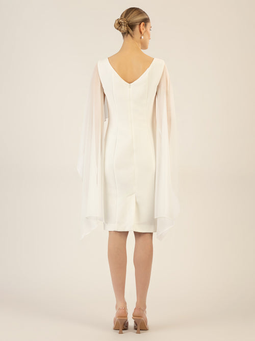 APART Kleid mit Chiffonstola aus einer leicht strukturierten Ware und angearbeitetem Cape | creme image 1