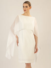 APART Kleid mit Chiffonstola aus einer leicht strukturierten Ware und angearbeitetem Cape | creme