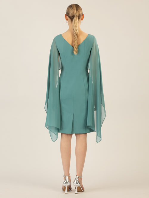APART Kleid mit Chiffonstola aus einer leicht strukturierten Ware und angearbeitetem Cape | jade image 1