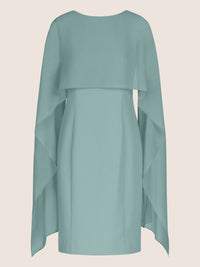 APART Kleid mit Chiffonstola aus einer leicht strukturierten Ware und angearbeitetem Cape | jade