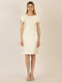 APART kurzes Jacquardkleid aus mattschimmerndem, plastischen Jacquard | creme