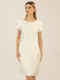APART kurzes Jacquardkleid aus mattschimmerndem, plastischen Jacquard | creme