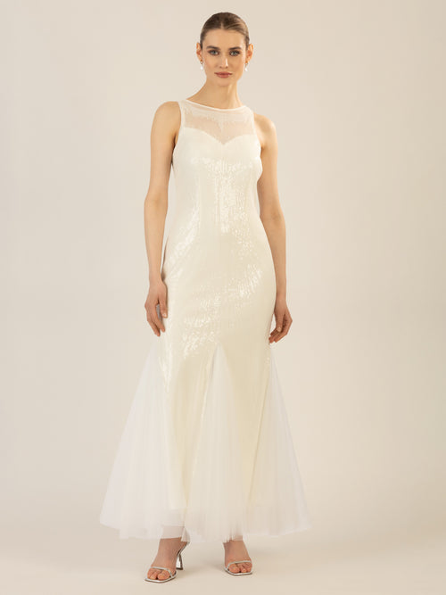 APART langes Paillettenkleid mit allover Paillenstickerei | creme image 1