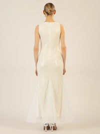 APART langes Paillettenkleid mit allover Paillenstickerei | creme