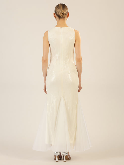 APART langes Paillettenkleid mit allover Paillenstickerei | creme image 1