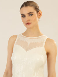 APART langes Paillettenkleid mit allover Paillenstickerei | creme