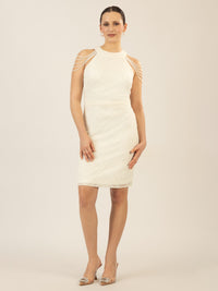 APART kurzes Paillettenkleid allover mit Pailletten bestickt | creme