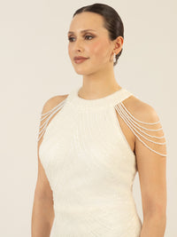 APART kurzes Paillettenkleid allover mit Pailletten bestickt | creme