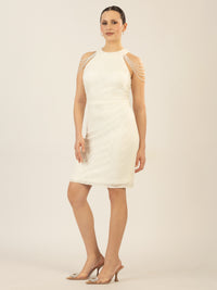 APART kurzes Paillettenkleid allover mit Pailletten bestickt | creme