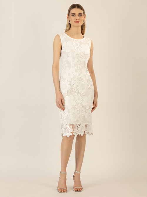 APART Spitzenkleid mit rundem Ausschnitt | creme image 1