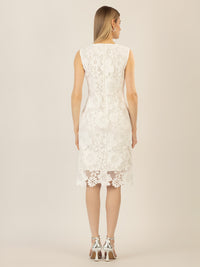 APART Spitzenkleid mit rundem Ausschnitt | creme