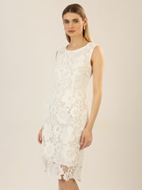 APART Spitzenkleid mit rundem Ausschnitt | creme