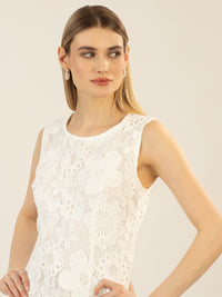 APART Spitzenkleid mit rundem Ausschnitt | creme