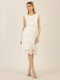 APART Spitzenkleid mit rundem Ausschnitt | creme