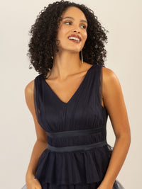 APART Abendkleid aus Jersey mit Mesh | nachtblau