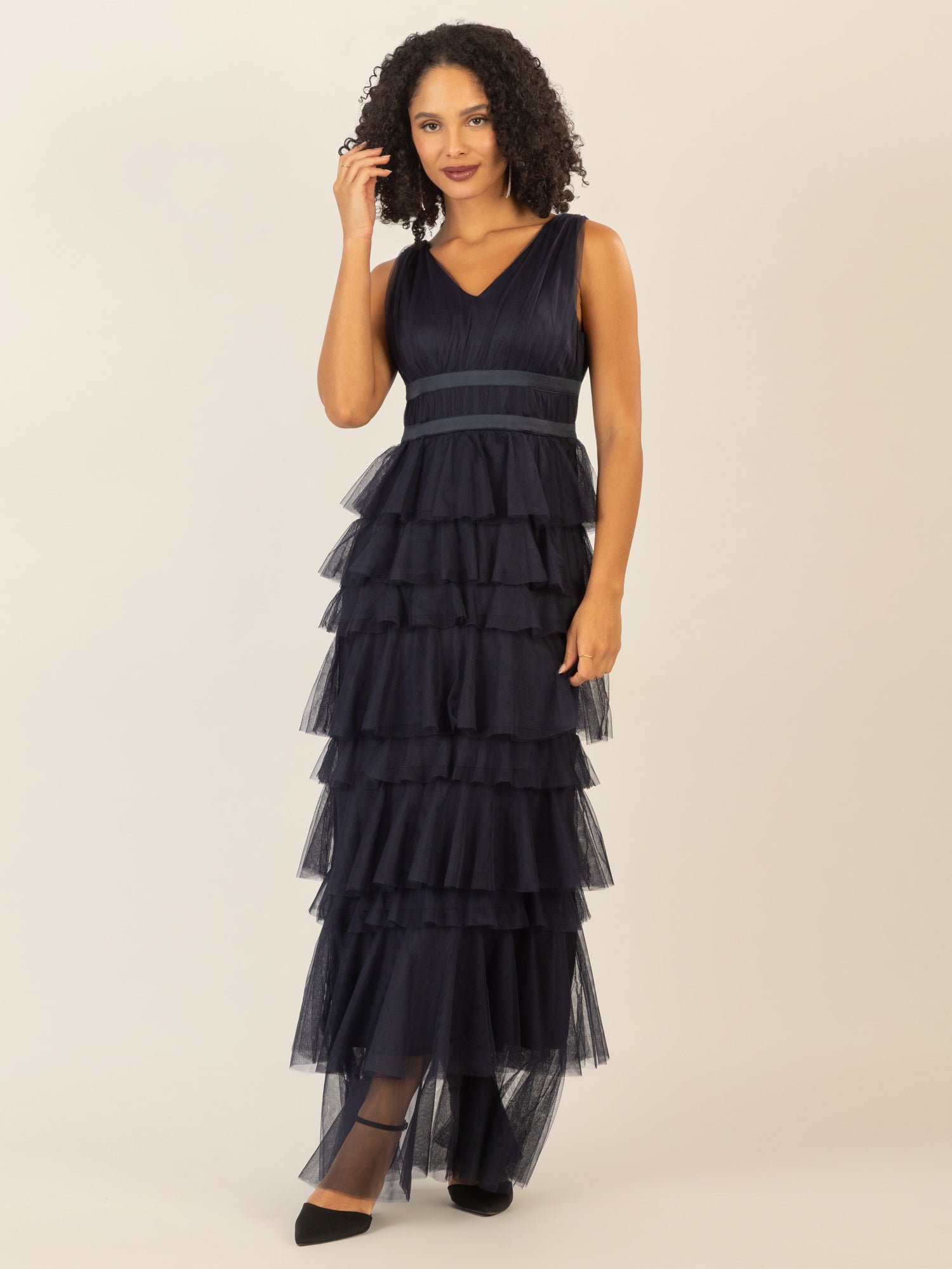 APART Abendkleid aus Jersey mit Mesh | nachtblau