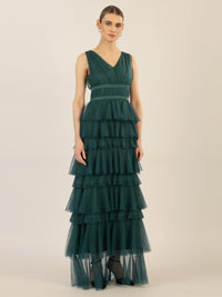 APART Abendkleid aus Jersey mit Mesh | emerald