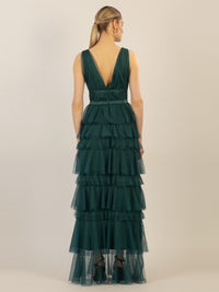 APART Abendkleid aus Jersey mit Mesh | emerald