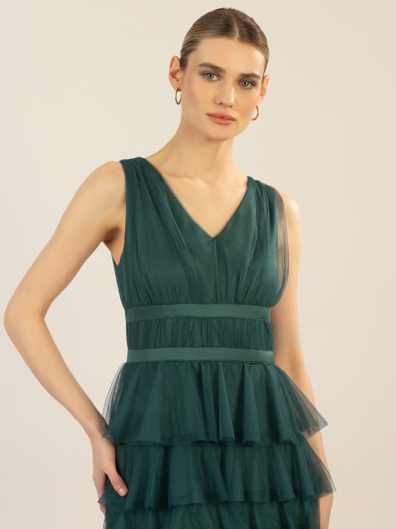 APART Abendkleid aus Jersey mit Mesh | emerald