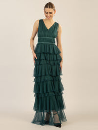 APART Abendkleid aus Jersey mit Mesh | emerald