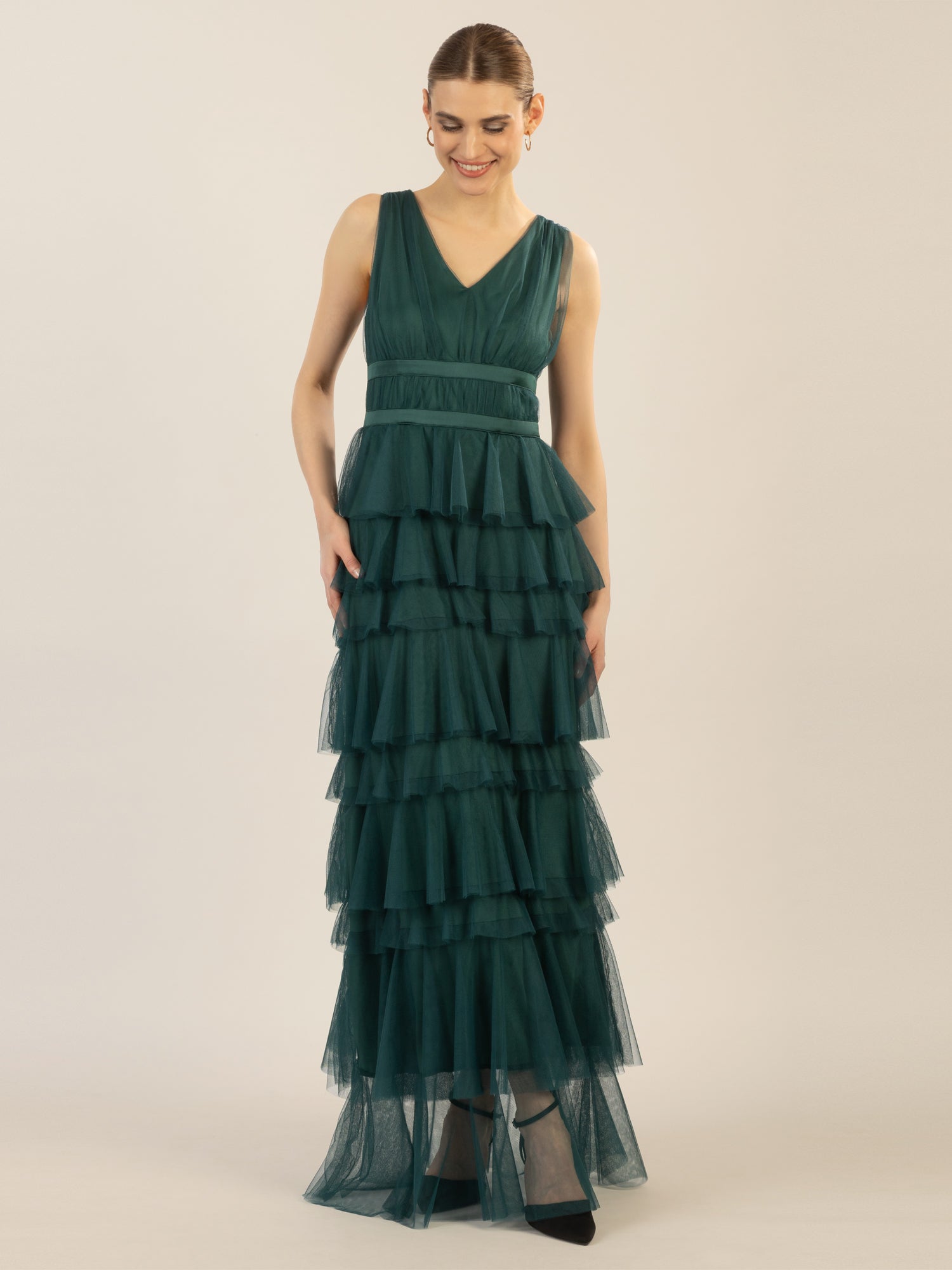 APART Abendkleid aus Jersey mit Mesh | emerald