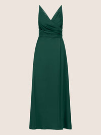 APART Satin-Abendkleid mit Wickeleffekt | emerald