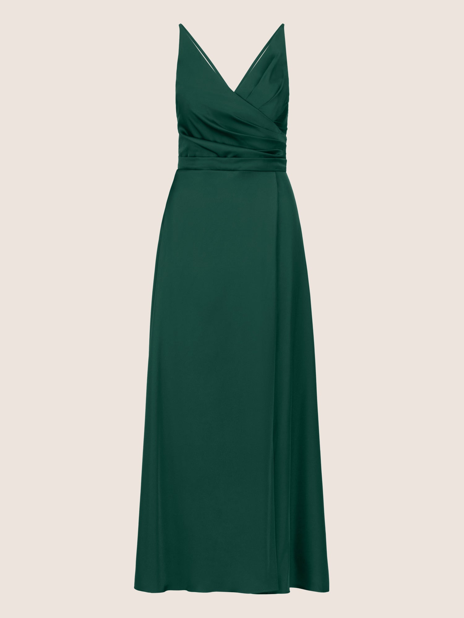 APART Satin-Abendkleid mit Wickeleffekt | emerald