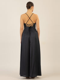 APART Satin-Abendkleid mit Wickeleffekt | nachtblau