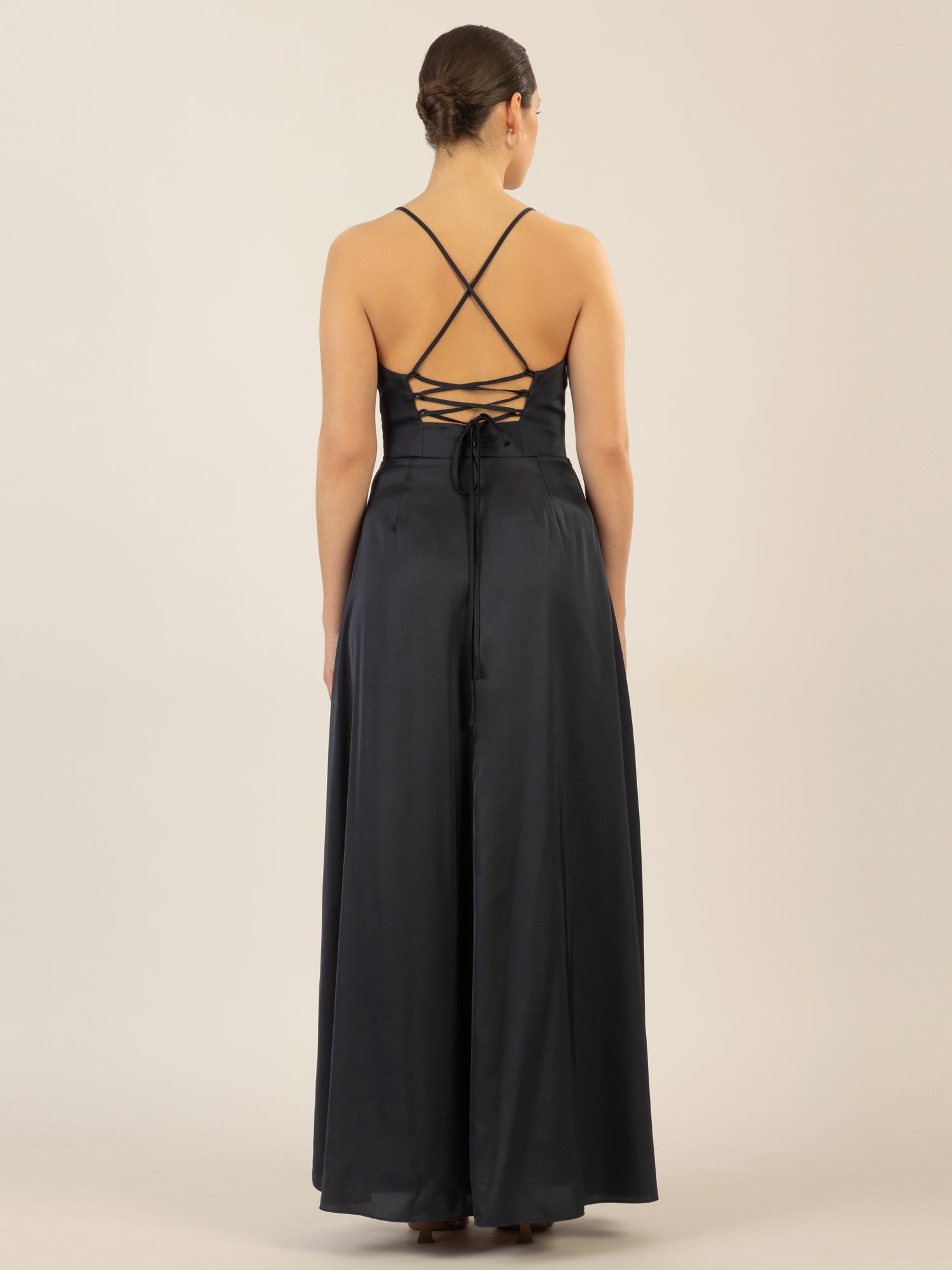 APART Satin-Abendkleid mit Wickeleffekt | nachtblau