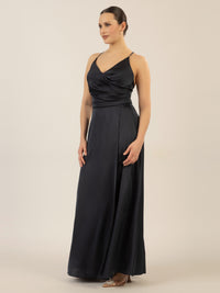 APART Satin-Abendkleid mit Wickeleffekt | nachtblau