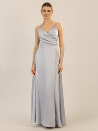 APART Satin-Abendkleid mit Wickeleffekt | hellblau