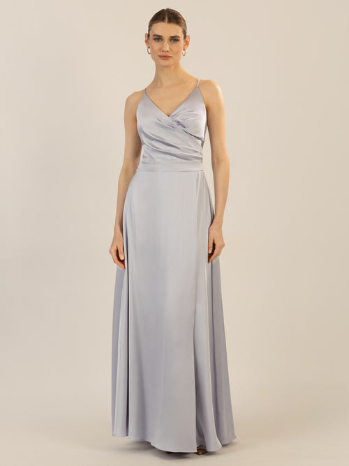 APART Satin-Abendkleid mit Wickeleffekt | hellblau image 1