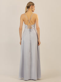 APART Satin-Abendkleid mit Wickeleffekt | hellblau