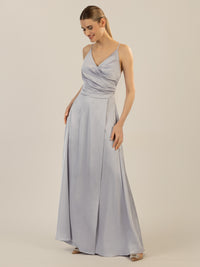 APART Satin-Abendkleid mit Wickeleffekt | hellblau