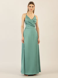APART Satin-Abendkleid mit Wickeleffekt | jade