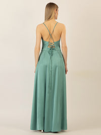 APART Satin-Abendkleid mit Wickeleffekt | jade