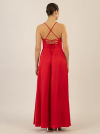 APART Satin-Abendkleid mit Wickeleffekt | rot