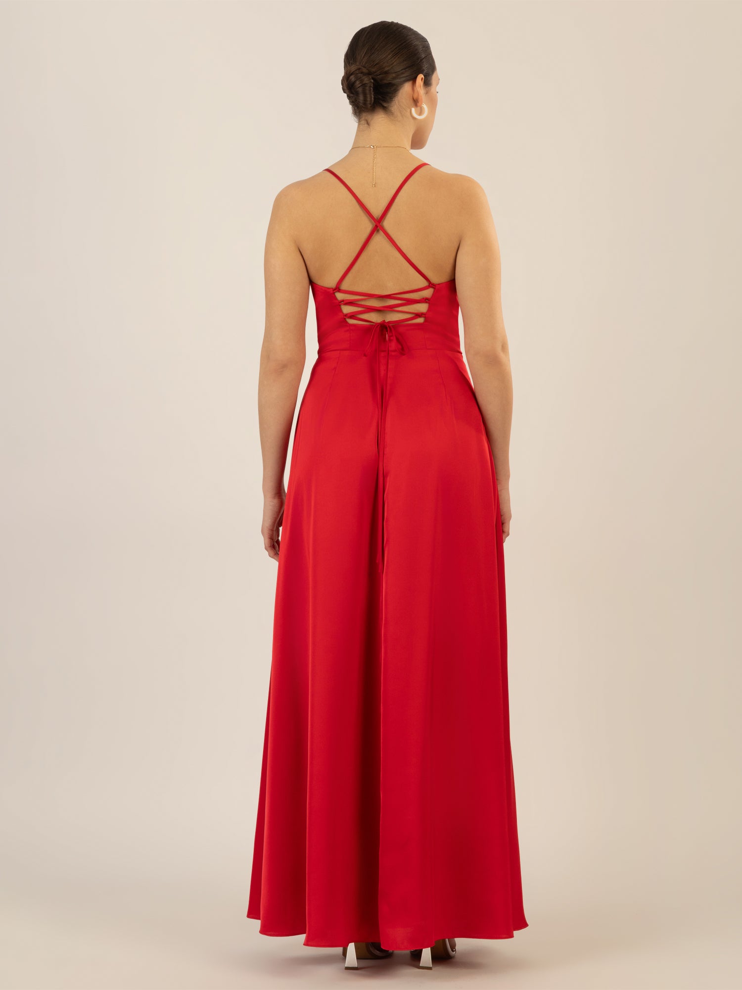 APART Satin-Abendkleid mit Wickeleffekt | rot