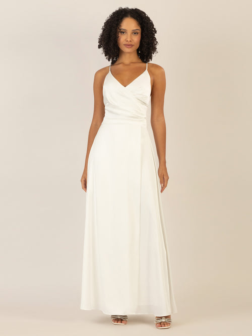 APART Satin-Abendkleid mit Wickeleffekt | creme image 1