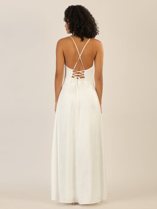 APART Satin-Abendkleid mit Wickeleffekt | creme image 1