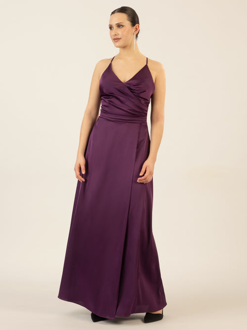 APART Satin-Abendkleid mit Wickeleffekt | pflaume image 1