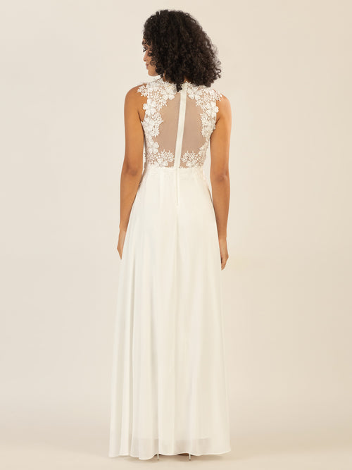 APART Abendkleid im Materialmix aus bestickter Spitze und Chiffon | creme image 1