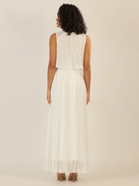 APART Abendkleid mit lose fallendem Sonnenplissee-Part bis zur Taille | creme