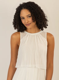 APART Abendkleid mit lose fallendem Sonnenplissee-Part bis zur Taille | creme