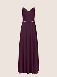APART langes Satinkleid aus mattschimmerndem Satin | pflaume