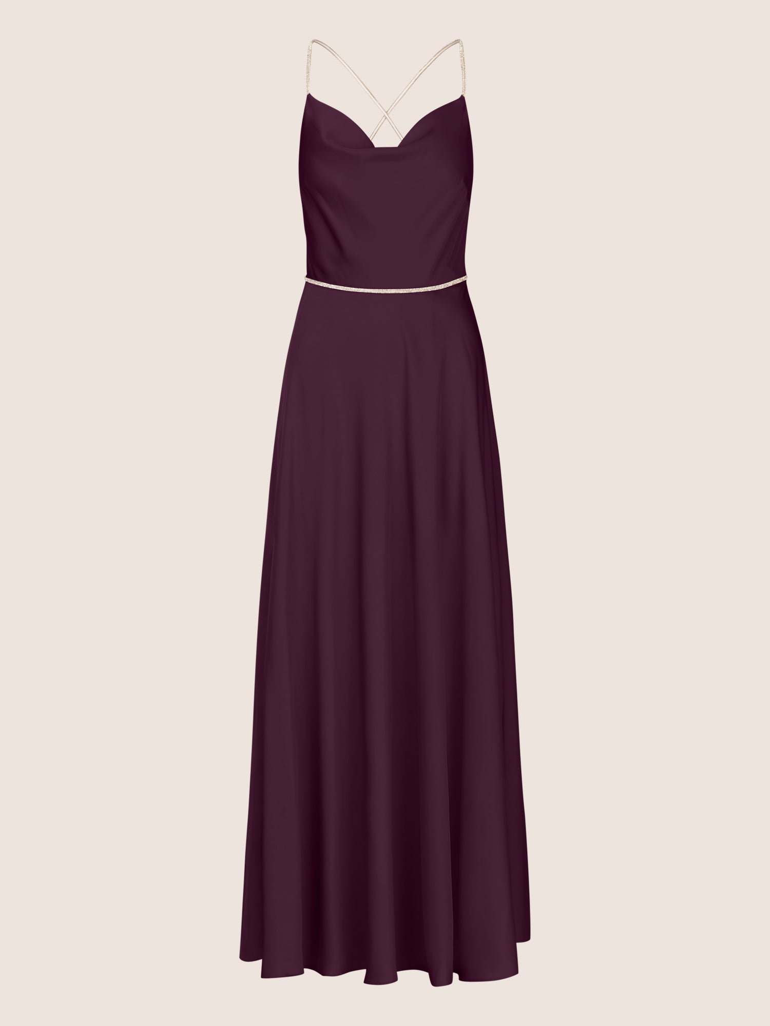 APART langes Satinkleid aus mattschimmerndem Satin | pflaume